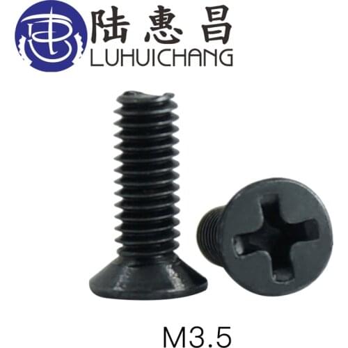 Luhuichang 50pcs m3.5 KM Screw Black Phillips Cross Socket Countersunk Heasd Screw electronic Repair Screws Accessories
