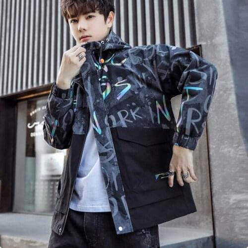 2021 Mens Autumn Casual Hooded Jackets Youth Korean Style Zipper Coat Spring Streetwear Tops Large Size M-4XL Short Windbreaker