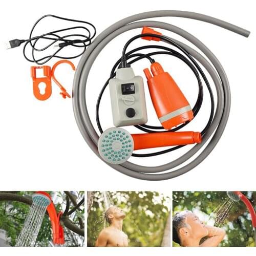 3.7V Portable Outdoor Shower Handheld Rechargeable Camping Showerhead USB Charging Pump Pressure shower For Outdoor Travel