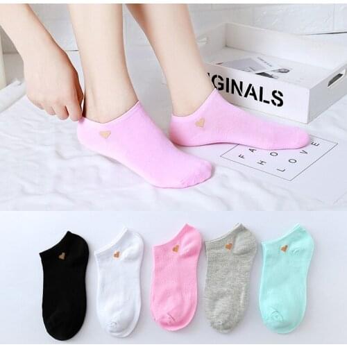 Summer Socks Womens Korean Version Candy Color Love Womens Ship Socks Cotton Shallow Mouth Non Slip Womens Ship Socks