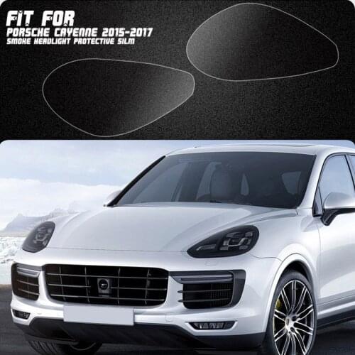 New Car LH+RH Smoke TPU Headlights Protective Precut Film Sticker Cover Trim Fit For Porsche Cayenne 2015-2017