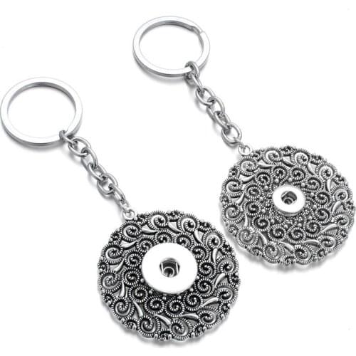 New Snap Jewelry 12mm 18mm Retro Round Snap Button Keychains Keyring Pendant For Women Girls Gift ZF029