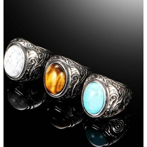 New Trendy Bohemian Crystal Inlaid Ring Mens Ring Metal Macrame Ring Accessories Rings for Men Jewe