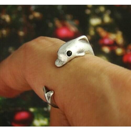 Wholesale adjustable retro Dolphin ring antique sliver/bronze Best Selling Animal Jewelry