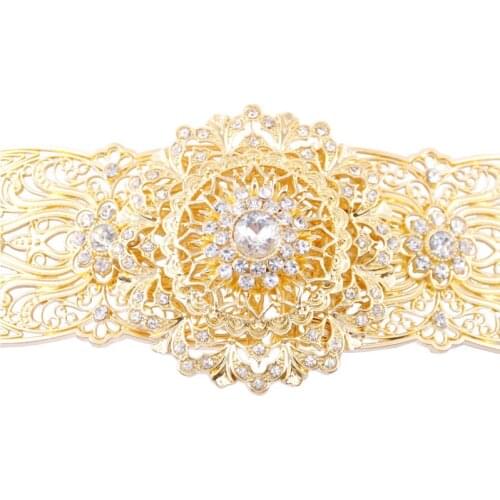 The latest style hollow belly chain belt retro European ladies hollow flower metal belt