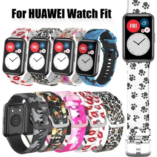 2021 New Printing Watchband For HUAWEI Watch Fit Strap Silicone Wrist Band Replacement Bracelet Wristband Sports Soft Correa