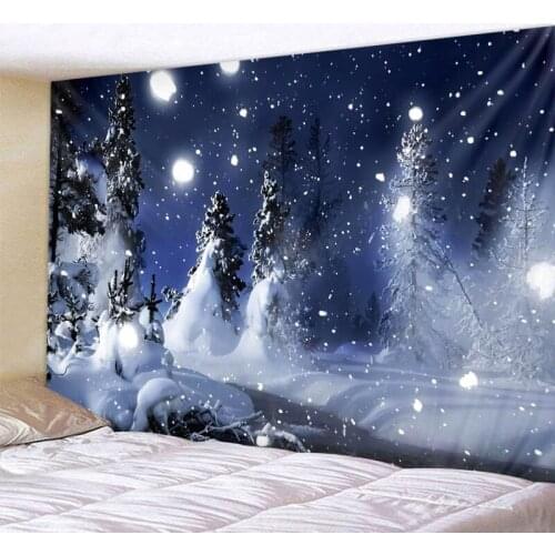 Christmas Snow Tapestry Santa Gifts Fireplace Christmas Tree Elk Wall Hanging Room Bedroom Dormitory Home Decoration