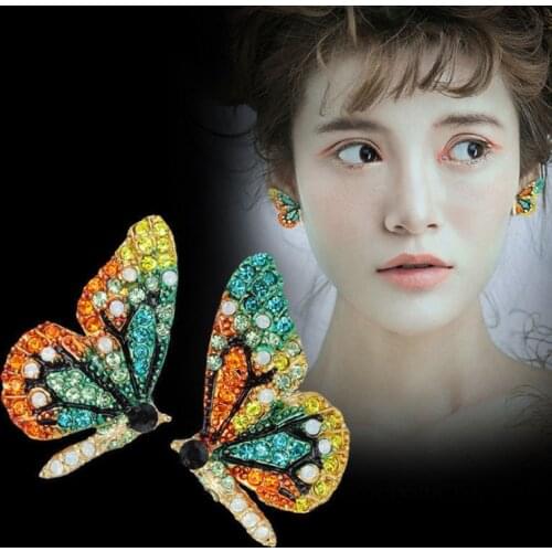 Butterfly Wings Oil Painting Texture Metal Earrings Korean Style Ladies Fashion Earrings Elegant And Simple Temperament Jewelry