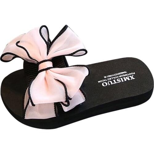 Girls Fashion Beach Shoes Pinch Sandals Summer New Non-slip Childrens Flip-flops Women Bow Slippers Comfortable Shoes For Kids