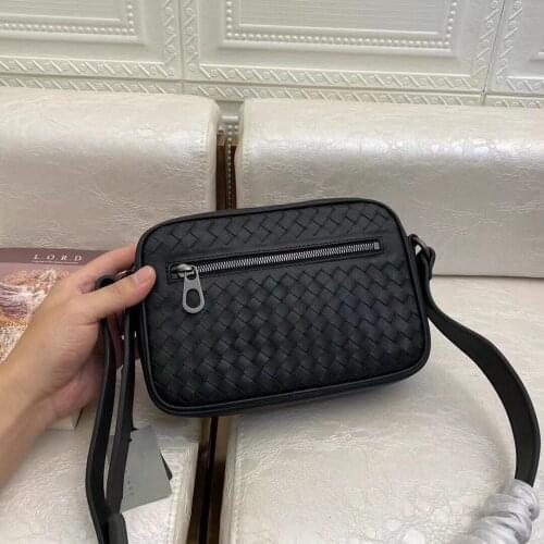 2021 New Genuine Leather Cowhide Shoulder Woven Bag Fashion Men High Quality Luxury Adjustment Designer Handbag Crossbody