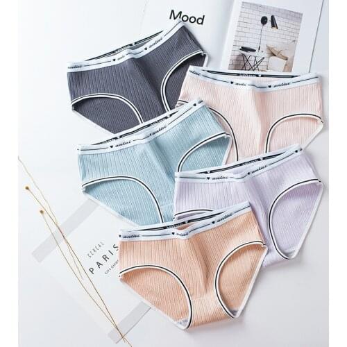 L-XXL Cotton Panties Female Underpants Sexy Panties for Women Briefs Underwear Plus Size Pantys Lingerie 5PCS/Set Solid Color