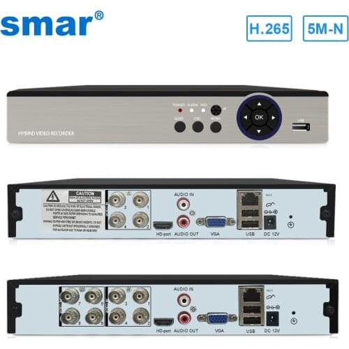 Smar 5 in 1 5M-N Security CCTV DVR 4CH 8CH 5M-N AHD DVR H.265 Hybrid Video Recorder for AHD TVI CVI Analog IP Camera Onvif2.3