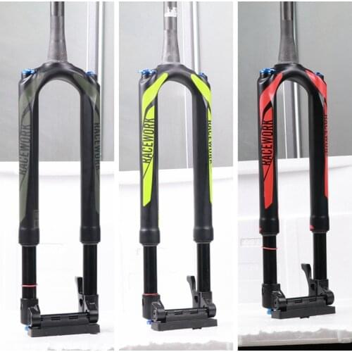 Racework Mountain Bike Front Fork Shock Absorber Carbon Fiber Front Fork 27.5 29 Taper Tube Quick Release Pneumatic Front Fork