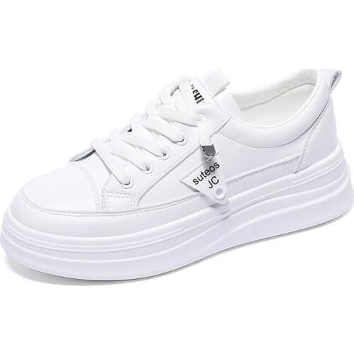 2021 PU Leather Womens White Casual Women Vulcanized Sneakers Breathable Sport Walking Running Summer Platform Flats Shoes