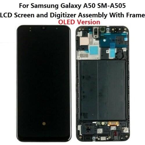 For Samsung Galaxy A50 SM-A505 OLED Version LCD Screen and Digitizer Touch Screen Assembly+Frame