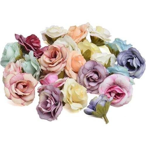 10Pcs 4cm Simulation Rose Flower Head Appliques DIY Craft Supplie Wedding Decor Window Flower Art Ornaments Material Fake Flower