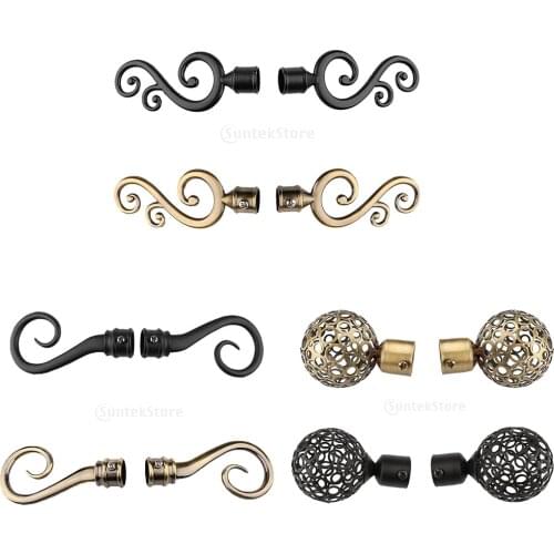 2x Assorted Decorative Window Curtain Pole End Drape Rod Finals Head with Inner Dia. 22mm