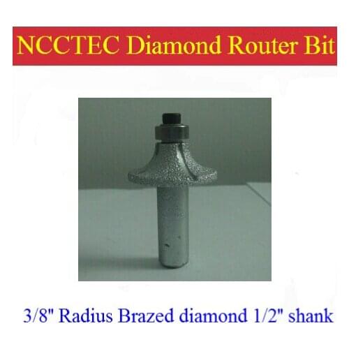 3/8'' R10 Radius diamond vacuum Brazing brazed router bit with 1/2" Shank FREE shipping | marble, granite slabs edge tools