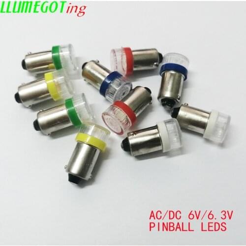 50pcs BA9S T4W #44 #47 Flat Len Dome 2x 5630SMD Various Color Non Polarity AC DC 6V 6.3V Bally Pinball Game Machine Led Bulbs