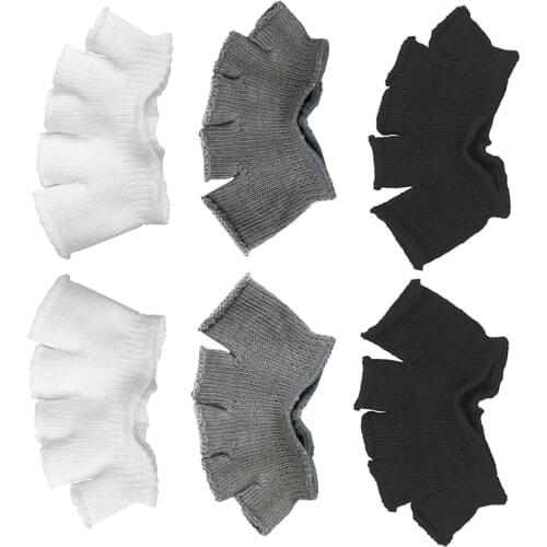 6 Pairs Stretch Toe Separator Forefoot Socks Pain Relief Unisex Men Women Black White Gray