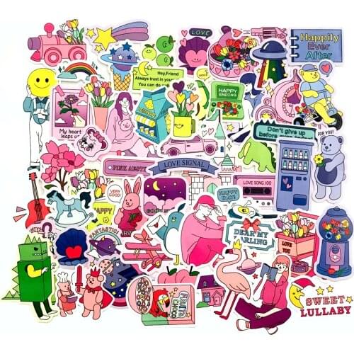 60Pcs Ins Cartoon Fresh Sticker Creative Vsco Girl Cute Self-made Waterproof DIY Hand Account Diary Planner Stickers Gift Toys
