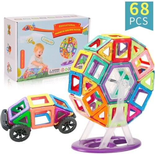 68 PCS Magnetic Tile Building Blocks Construction Ferris Wheel Set