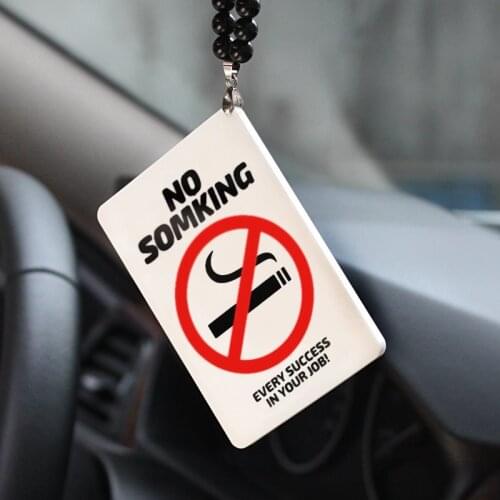 JDM Acrylic Car Pendant NO SMOKING NO DRINKING Warning Sign Car Charm Rear View Mirror Accessories Dangling Beaded Auto Decor