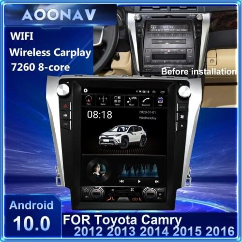 AOONAV 12.1 inch car radio multimedia player vertical screen for Toyota camry 2012-2016 car stereo Tesla screen support carplay