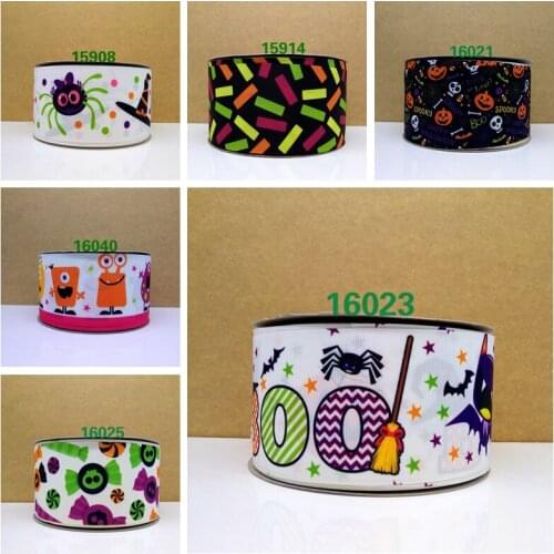 Free shipping 50 yard Halloween printed grosgrain ribbon 16023