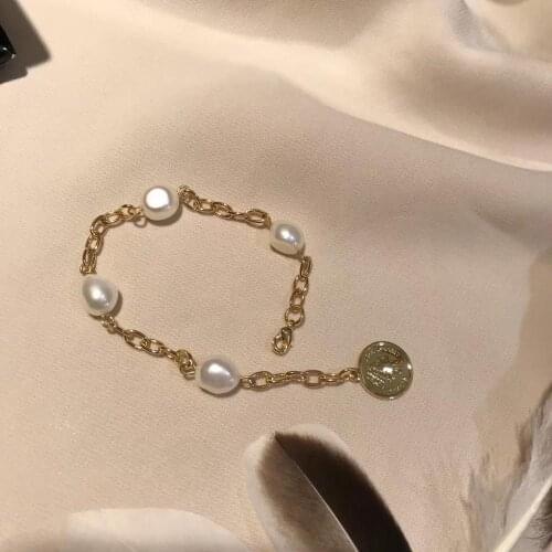 Natural Fresh-water Pearls Coin Bracelet,Classical Concise Design women Bracelet for Wedding Party decoration,birth gift favor