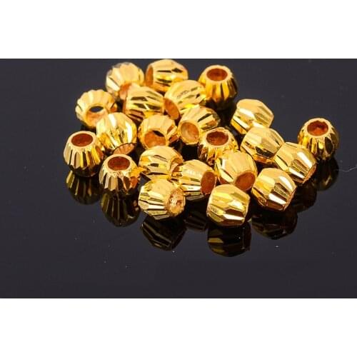 1PCS Real 24K Yellow Gold Bead Luck Faced Bead Loose Bead 3mmW-5.5mmW