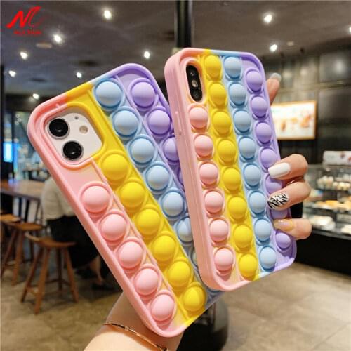 For iPhone Xr Bubble Case For iPhone 12 11 Pro Max Mini 7 8 XS Pro XR SE Cover Reliver Stress Fidget Toys Push Bubble Antistress