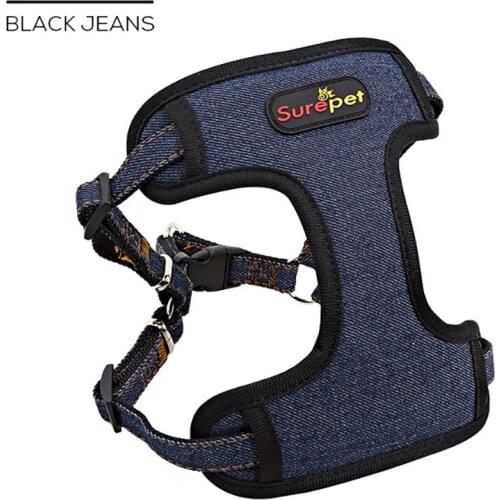 Denim Dog Harness For Small Medium Dogs Collar Jean Adjustable Vest Puppy Accessories Supplies Pet Products Breast-band Fashion