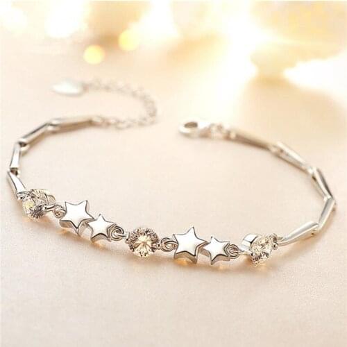 Exquisite CZ Star Bracelet For Women Jewelry Fashion 925 Sterling Silver Bracelet Princess Christmas Gift Shiny Stone Bracelets