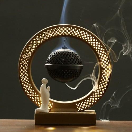 CERAMIC HANGING BALL INCENSE BURNER BACKFLOW INCENSE STOVE LAMP RING GLOWS HANDMADE POTTERY BURNERS HOME BUDDHIST HALL DECOR