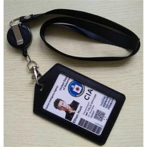 Movie Cosplay Mission Impossible II Ethan Hunt/Jason/Iisa ID Card CIA Document Leather Case Holder Lanyard Card Bag Cosplay Prop