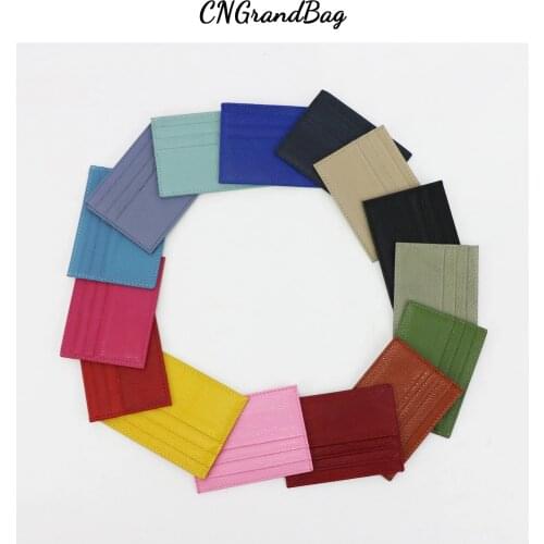 Free Custom Leather Card Holder 100% Cow Leather Credit Card Holder Slim Wallet Men Women Pocket Card Wallet with 6 Card Slots