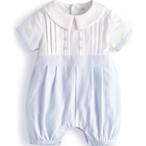 2021 Newborn Baby Boy Romper Summer Spanish Baby Clothes Boys 1St Birthday Party Jumpsuit Infant Rompers Toddler Baptism Clothes