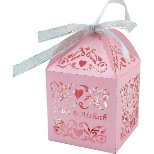 Love vines wedding box custom favor box with name laser cut personalized gift box