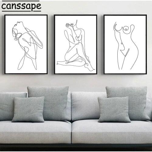 Nude Woman Poster Abstract Line Wall Art Canvas Painting Sexy Lady Body Prints Minimalist Wall Pictures For Living Room Decor