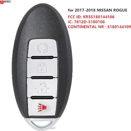 KEYECU for Nissan Rogue 2017 2018 Remote Key Fob S180144109 433.92MHz KR5S180144106 4A Chip