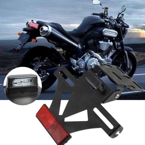 Motorcycle Adjustable Rear License Plate Holder with Led Light Motorcycle License Plate Frame Plate Holder