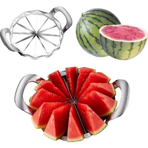 Stainless Steel Watermelon Cutter Cantaloupe Slicer With Nonslip Handle Multiple Uses For Making Watermelon Cut Into 12 Slices