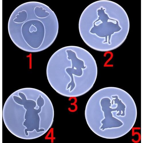 Crystal Silicone Mold for jewelry pendant chocolate DIY Epoxy resin Mould UV alice and rabbit Mermaid Epoxy Jewelry Making Tool