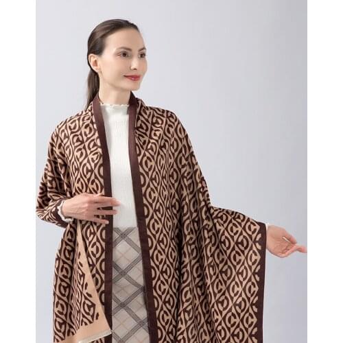 2021luxury double-sided scarf women winter warm cashmere shawl scarf printed soft thin blanket holiday gift