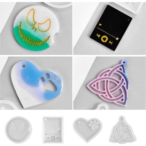 Super Glossy Keychain Crystal Epoxy Resin Mold Pendant Silicone Mould DIY Crafts Jewelry Necklace Making Tool