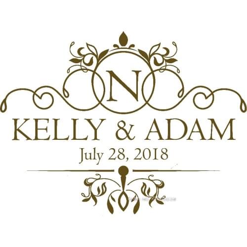 Wedding Floor Decals Monogram Custom Beautiful Wedding Dance Floor Decal Personalized Groom & Bride Name Wall Stickers LC1254