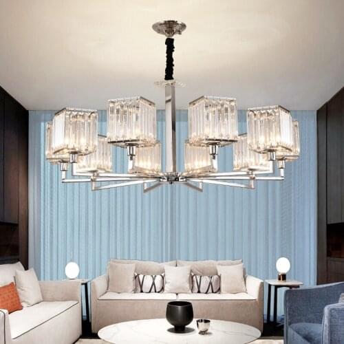 Nordic LED chandelier Iron Lamp body high quality crystal Lampshade LED E27 AC85-265v Living room lamp bedroom decoration