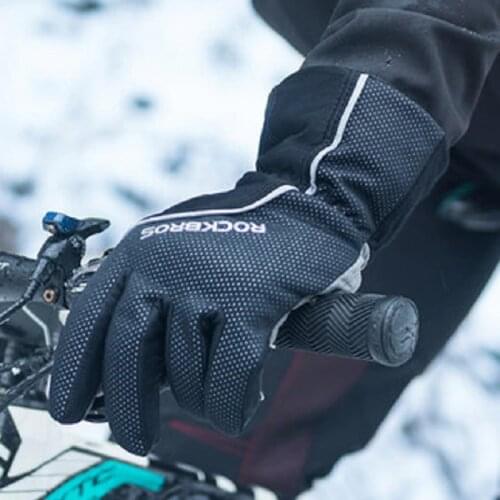 ROCKBROS Cycling Gloves Winter Windproof Bicycle Riding Long Finger Gloves Men Women Riding Equipment Thickened Cold Resistance