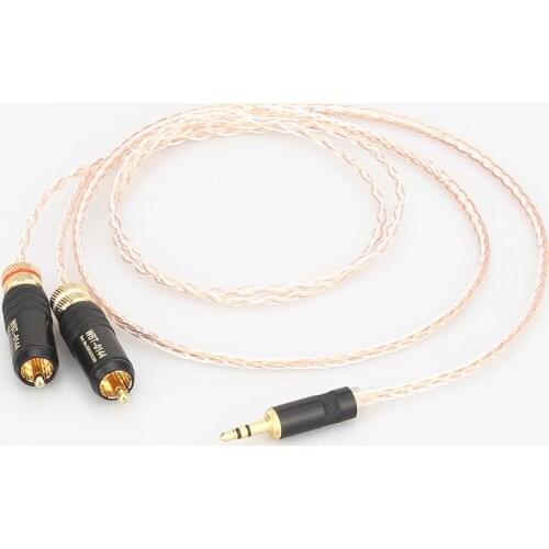 High Quality 2 rca to 3.5MM hifi 1 to 2 audio video cable with OFC pure copper Audio Cable